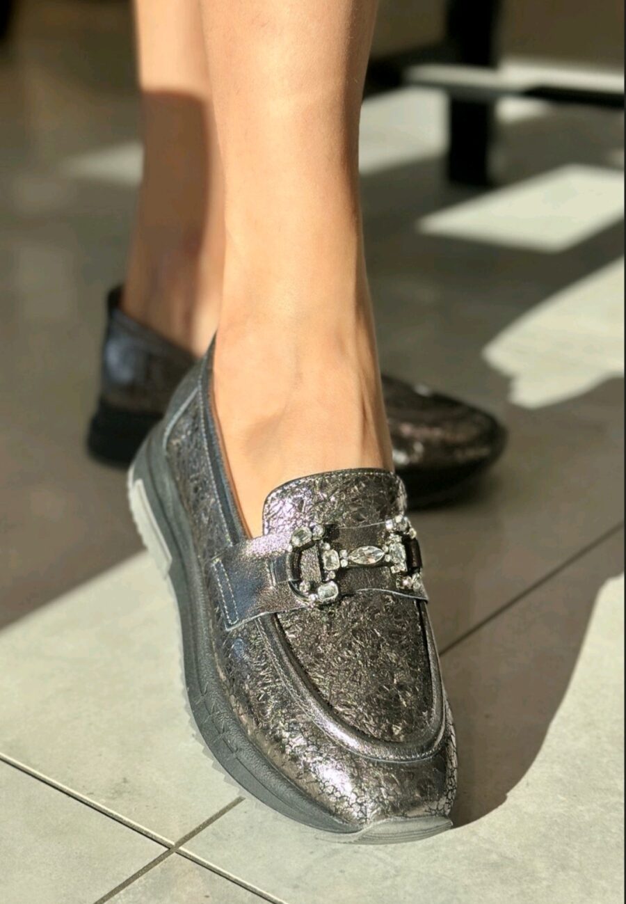 Tutto bene grafit metál slipon strasszos díszítéssel ( 1836/ 108-03 TBN RAI-SYH-GRI)