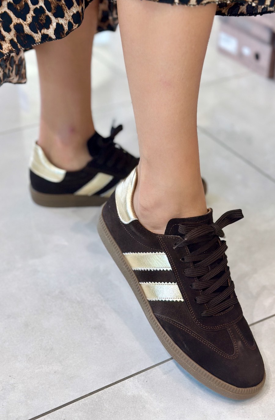 Tutto bene fűzős sneaker ( 6403/ KHV SÜET GRN GOLD DERI)