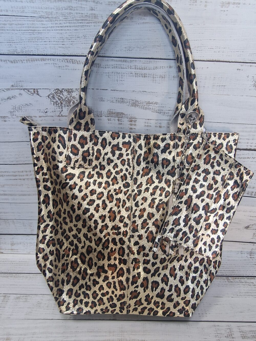 Shopper ocelot mintával arany árnyalatban